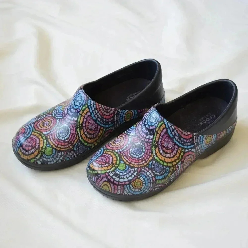 CROCS Neria Pro ll Colorful Slip On Nurse Clog Shoes Size 7W - Picture 3 of 6